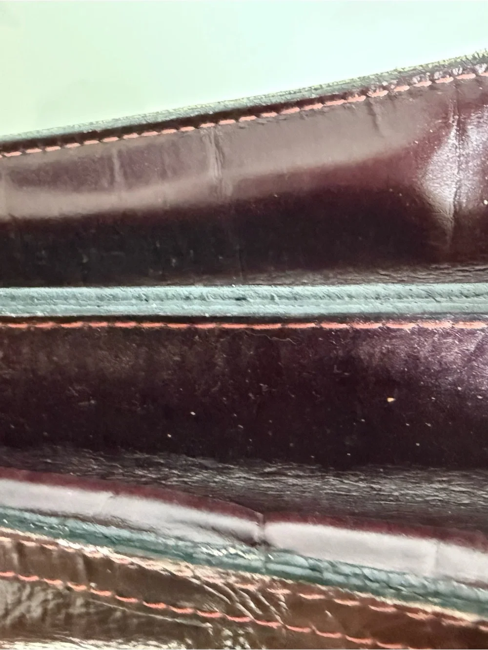 Classic Men's Leather Briefcase in Burgundy with Gold Accents